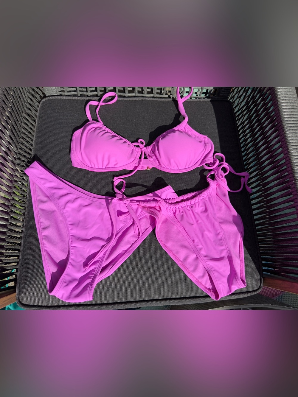 Bundle of Wild fable Purple fuchsia Pink Balconette Cheeky Bikini Set 2 bottoms